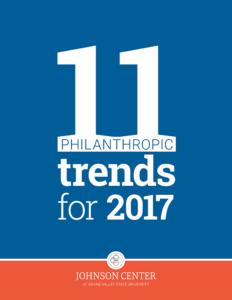 Front cover of the “11 Trends in Philanthropy for 2017” report