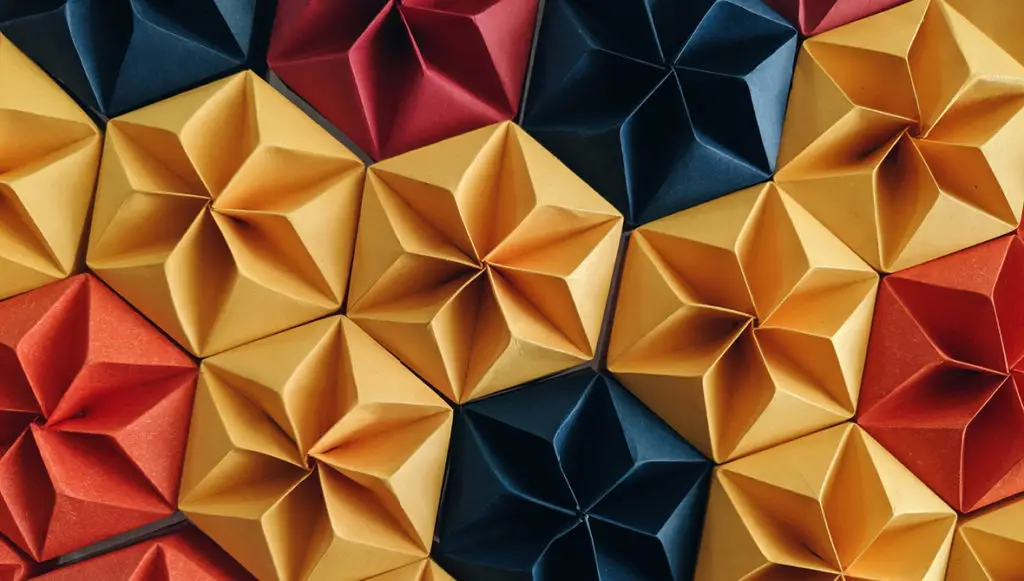 Photo of colorful, folded paper shapes