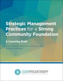 Front cover: Strategic Management Practices for a Strong Community Foundation