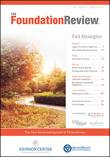 Front cover of The Foundation Review, Vol. 9, Issue 1