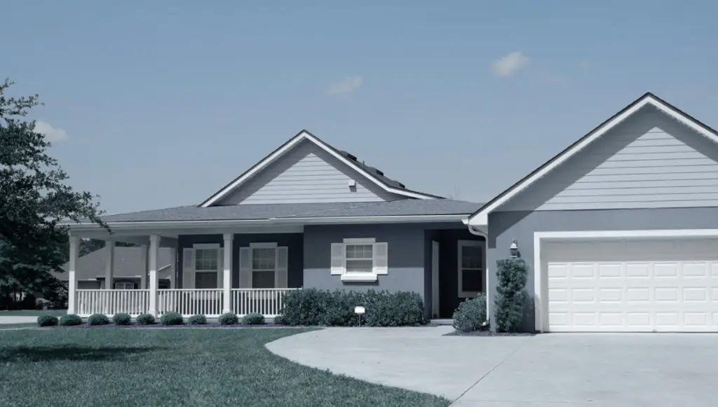 Photo of a ranch-style home with attached garage