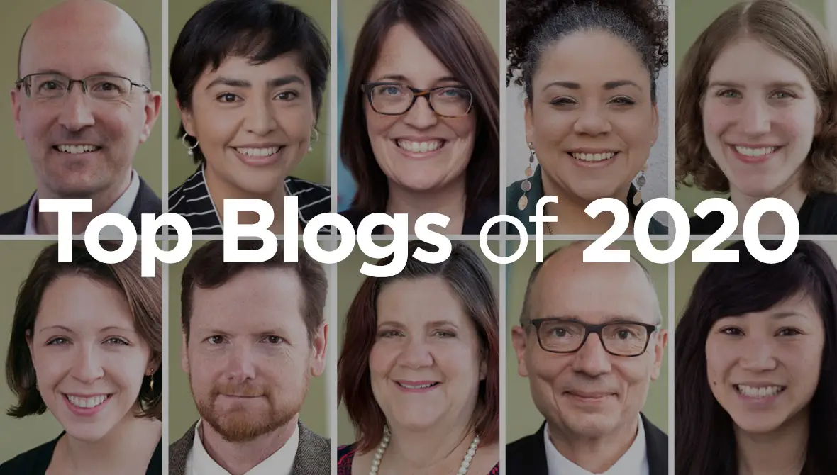 Photos of some of the authors who contributed to the Johnson Center blog in 2020, including (top row, L to R) Jeff Williams, Adriana Paz, Mandy Sharp Eizinger, Melissa Sines, Kallie Bauer, (bottom row, L to R) Tory Martin, Michael Moody, Tamela Spicer, Michael Layton, and Melyssa Tsai O'Brien.