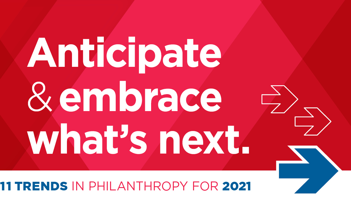 Anticipate & embrace what's next. 11 Trends in Philanthropy for 2021
