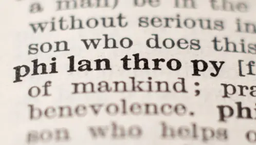Close-up view of a dictionary entry for the word "philanthropy" (representing one of many definitions of philanthropy). Photo credit: Vitezslav Vylicil