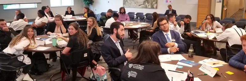 Grand Valley State University students in board service training