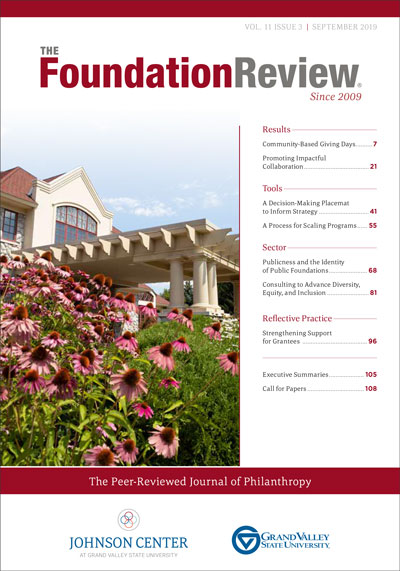 Front cover of The Foundation Review, Vol. 11, Issue 3