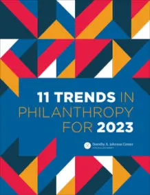Front cover of the "11 Trends in Philanthropy for 2023" report
