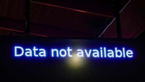 Electronic outdoor sign shows the message "Data Not Available."