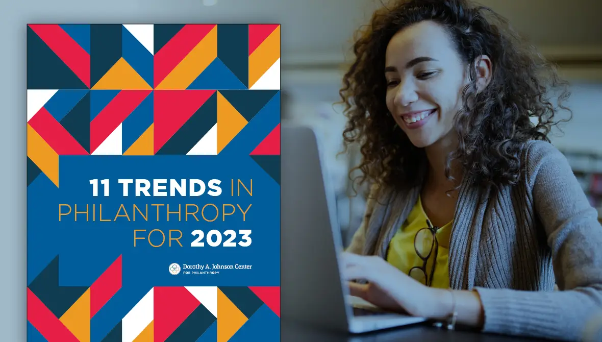 Image of the front cover of the 11 Trends in Philanthropy for 2023 report.
