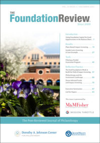 Front cover of The Foundation Review, volume 14, issue 4