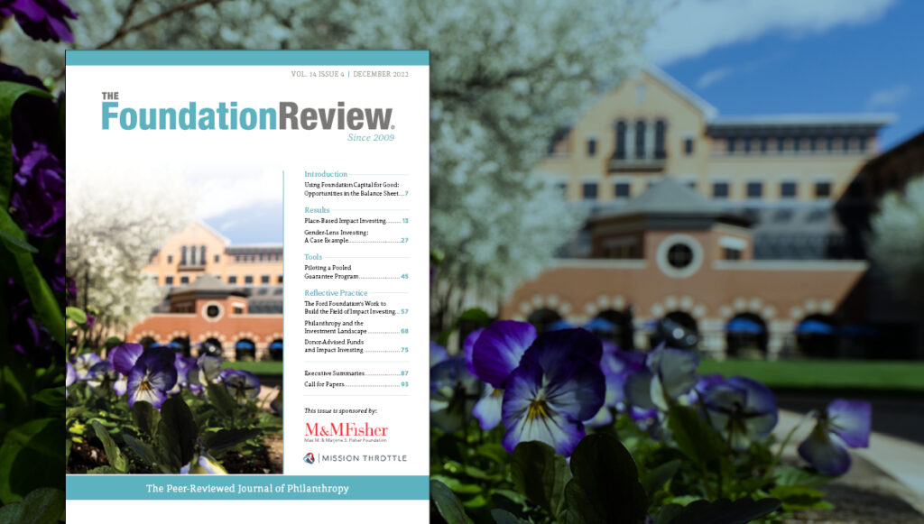 Front cover of The Foundation Review, volume 14, issue 4