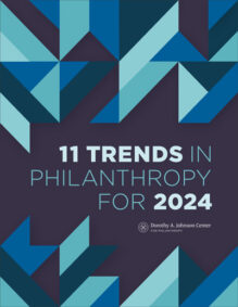 Front cover of the "11 Trends in Philanthropy for 2024" report