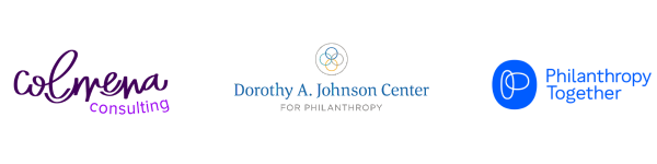 Logos of Colmena Consulting, the Johnson Center, and Philanthropy Together