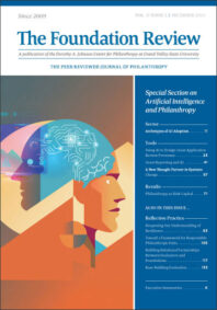 Front cover of the Philanthropy & AI issue of The Foundation Review.