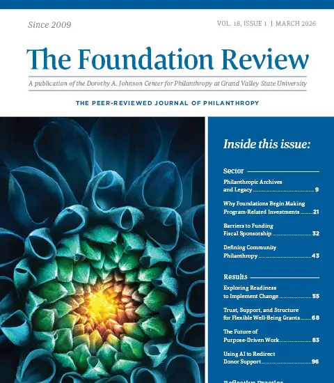 Front cover of The Foundation Review, Volume 18, Issue 1